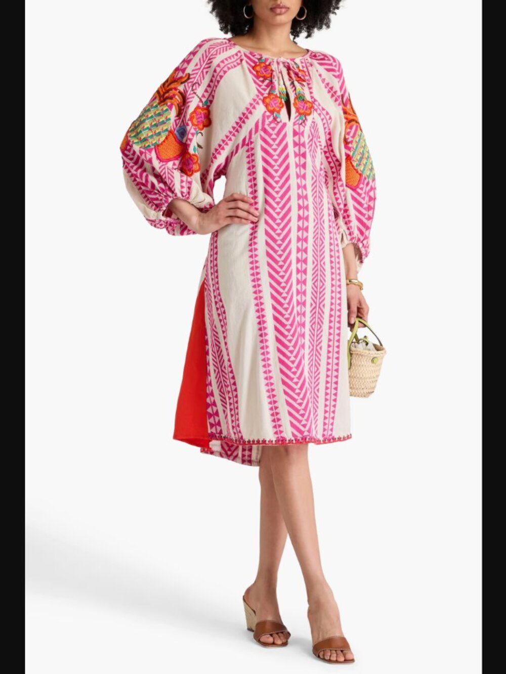 NWT Farm Rio Jacquard Pink and Orange Embroidered Maxi Dress